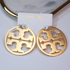 Tory Burch Miller Hoop Earrings Matte Finish [AUTHENTIC NEW]